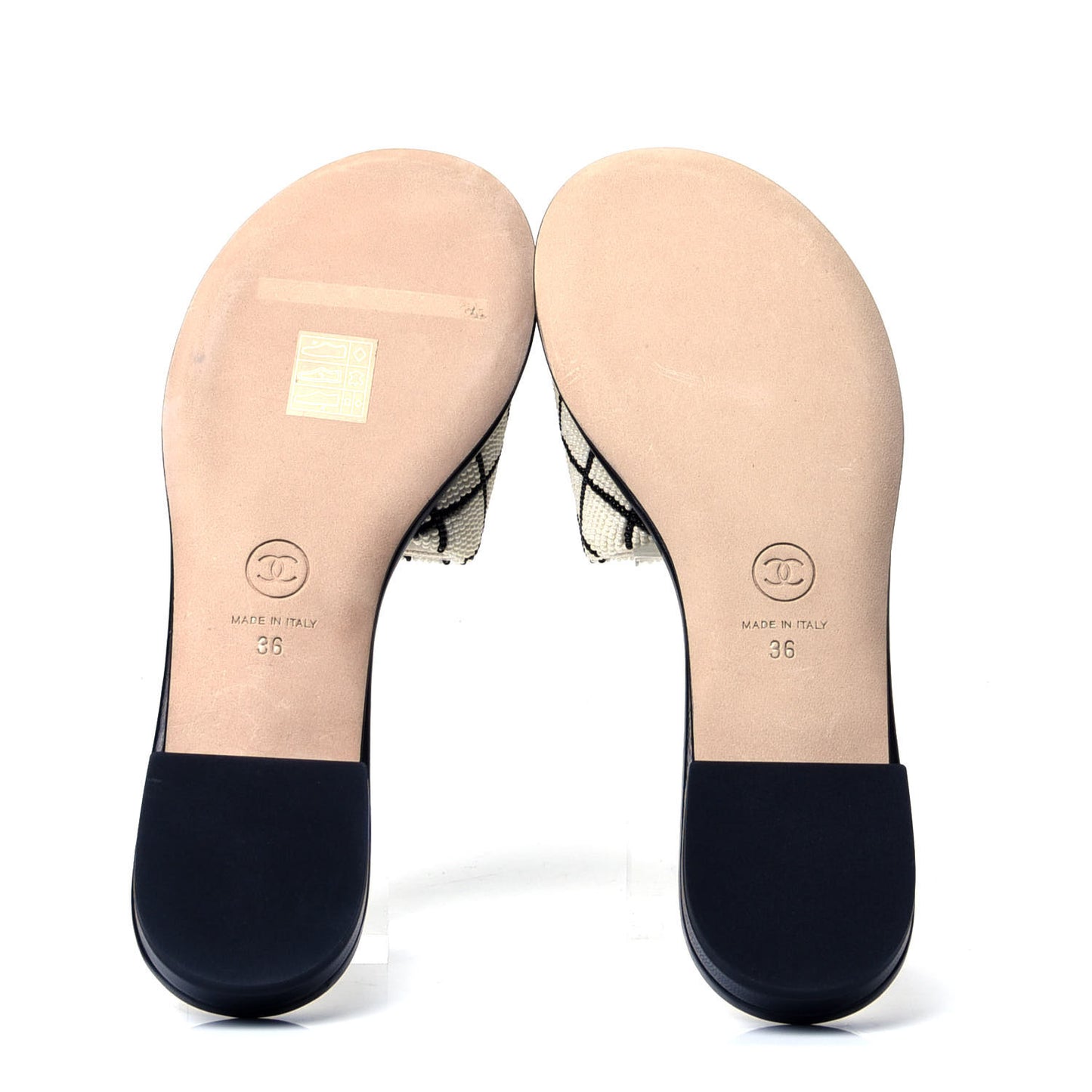 Pearl Embroidery CC Mules 36 Black White