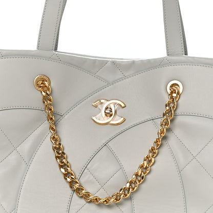 Chanel Calfskin Stitched CC Shopper Tote Light Grey 7 of 9