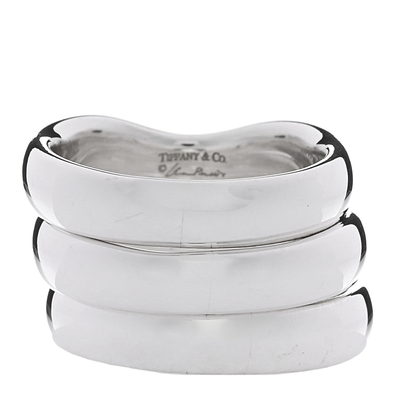 Tiffany Sterling Silver Elsa Peretti Doppio Band Ring Set 54 7 - 56 7.5 3 of 4