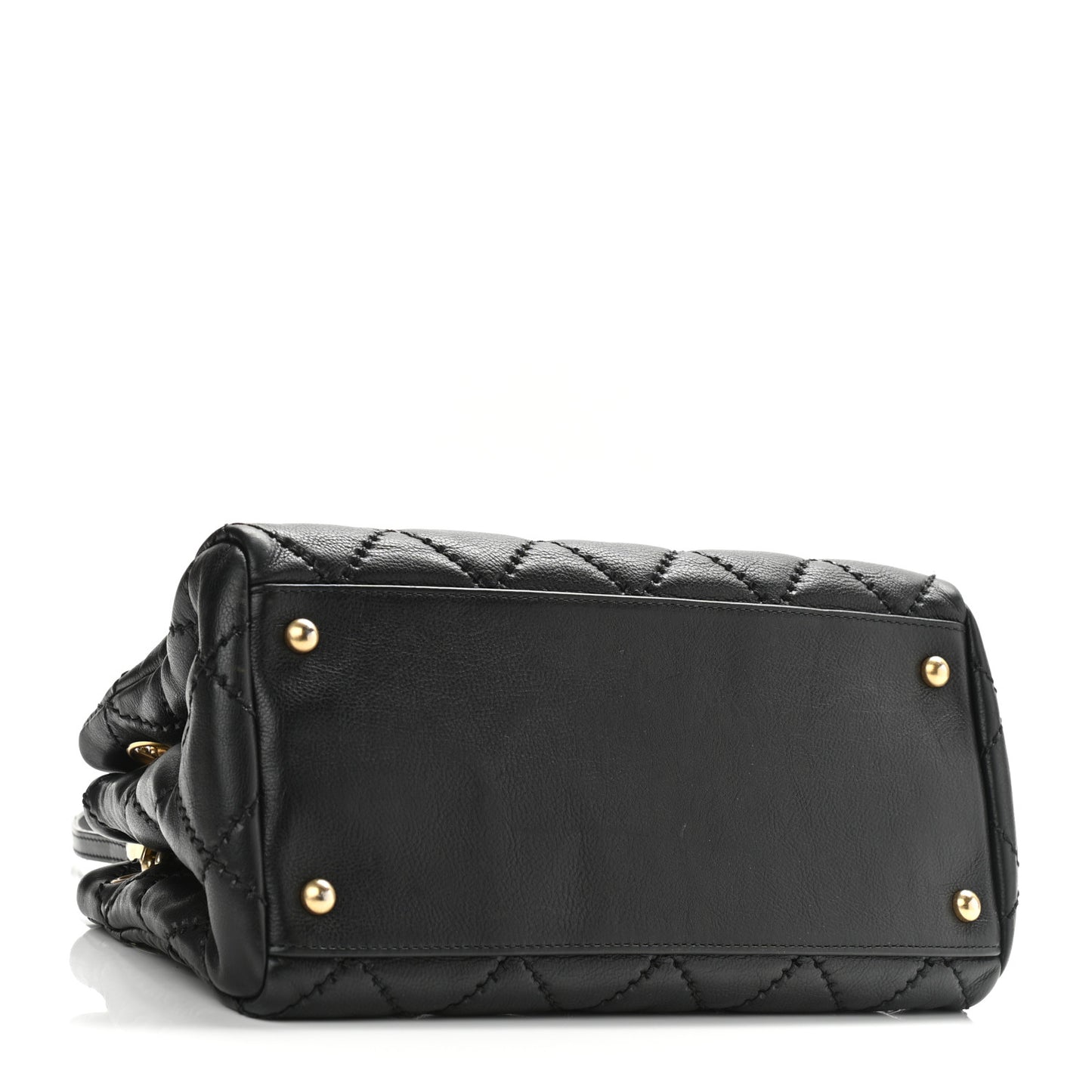 Calfskin Stitched Small Retro Chain Tote Black