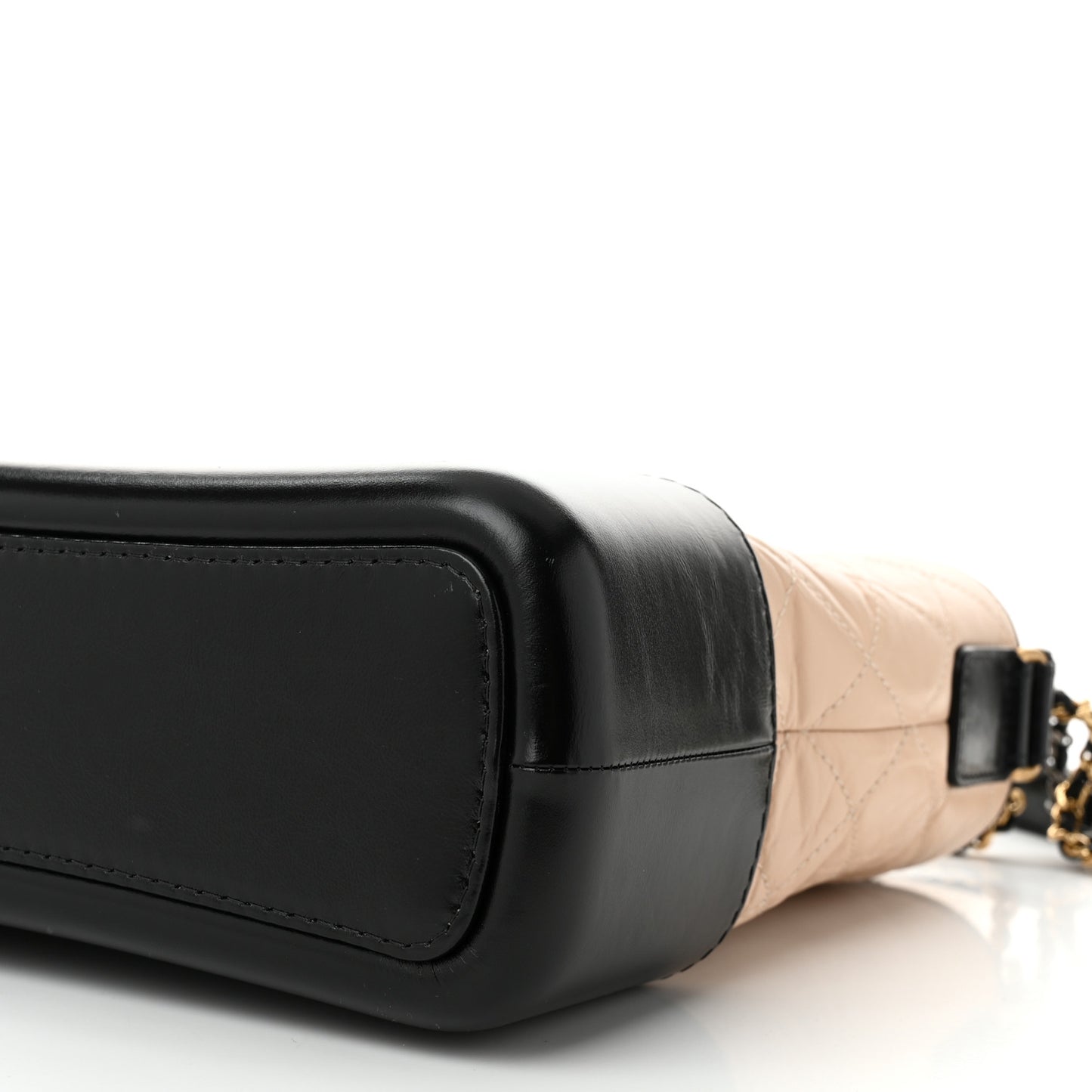 Aged Calfskin Quilted Medium Gabrielle Hobo Beige Black