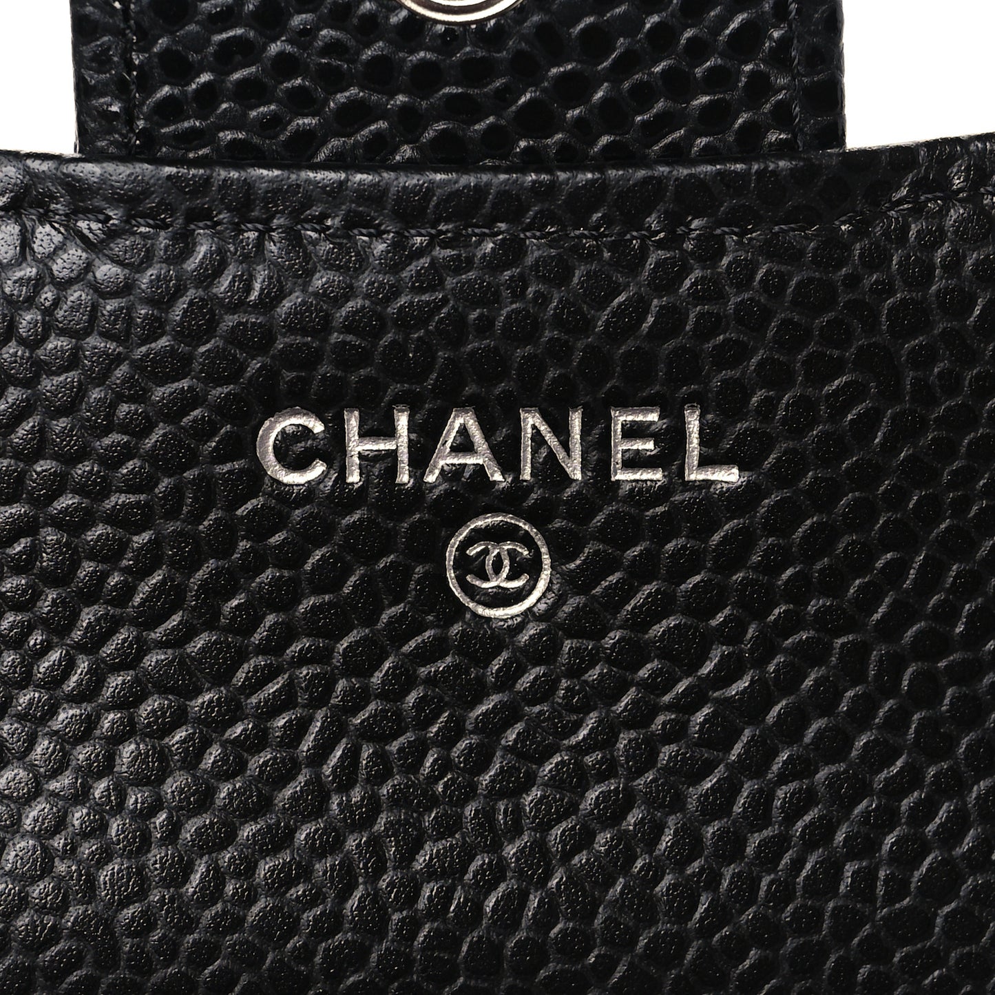 Caviar Quilted Compact Flap Wallet Black