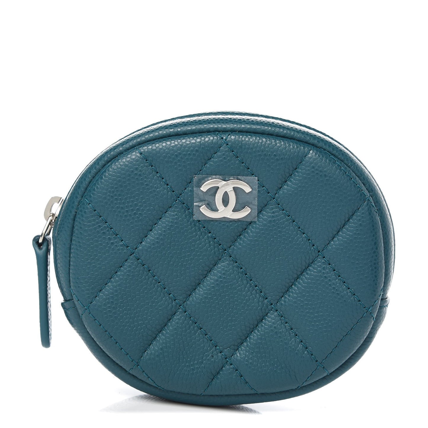 Caviar Quilted Zip Around Classic Coin Purse Dark Turquoise