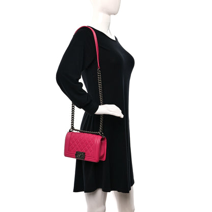 Chanel Lambskin Quilted Small Boy Flap Dark Pink 2 of 10
