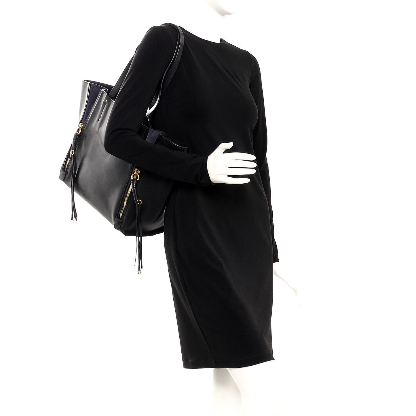 Smooth Calfskin Medium Milo Shopping Tote Black