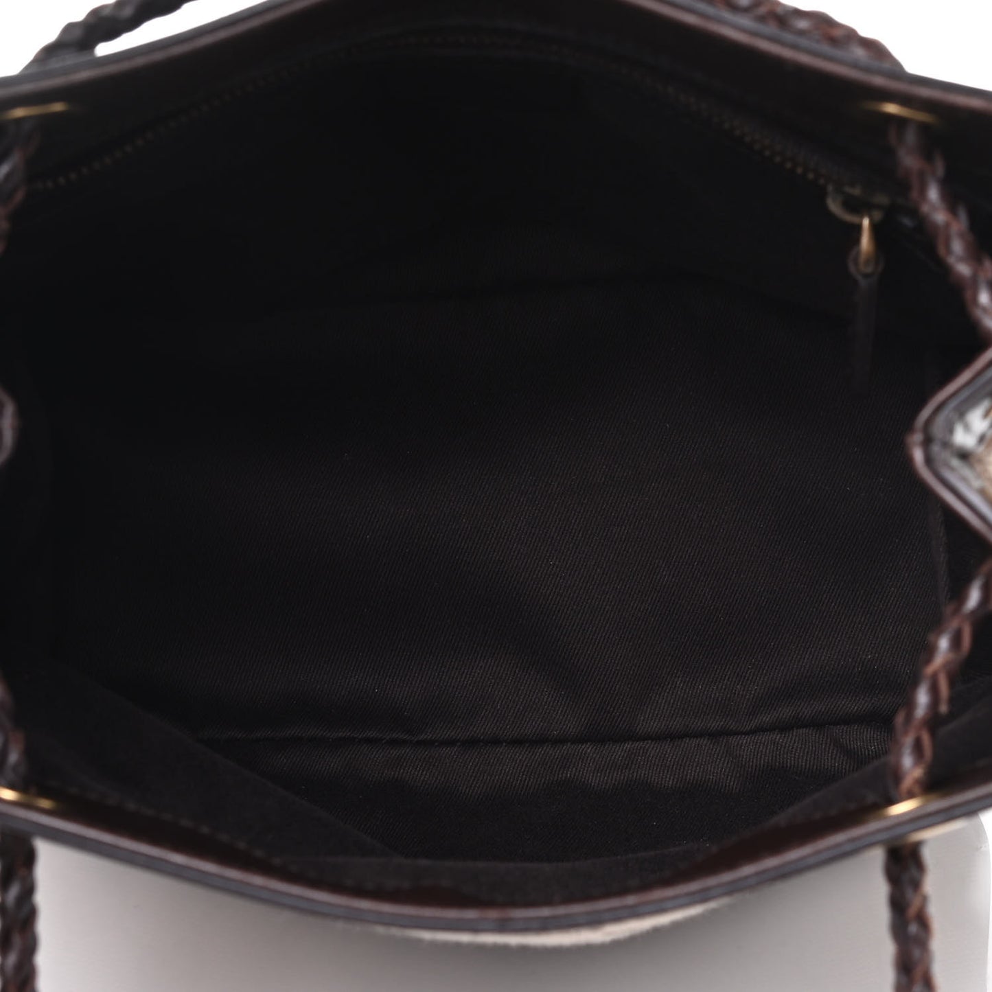 Monogram Woven Handle Tote Brown