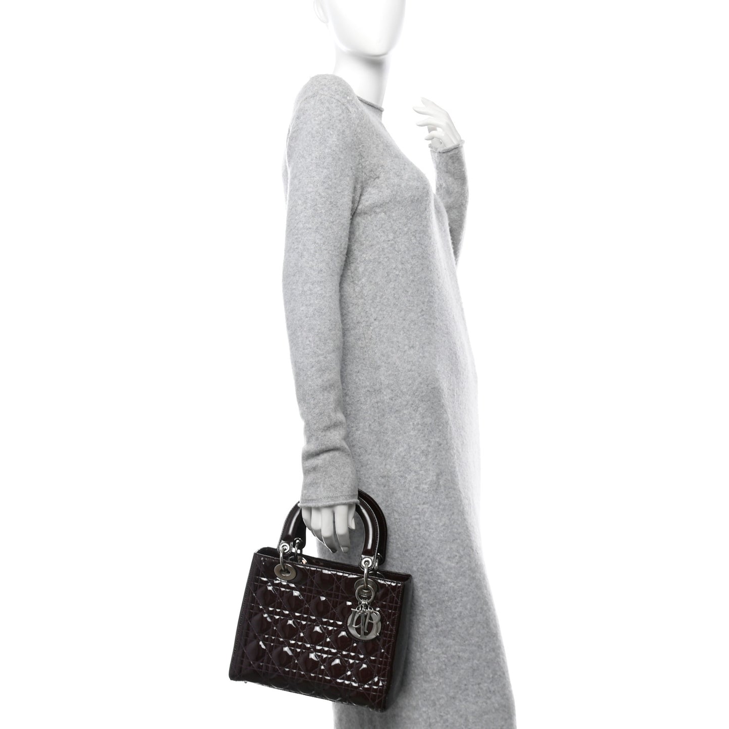 Patent Cannage Medium Lady Dior Burgundy Red