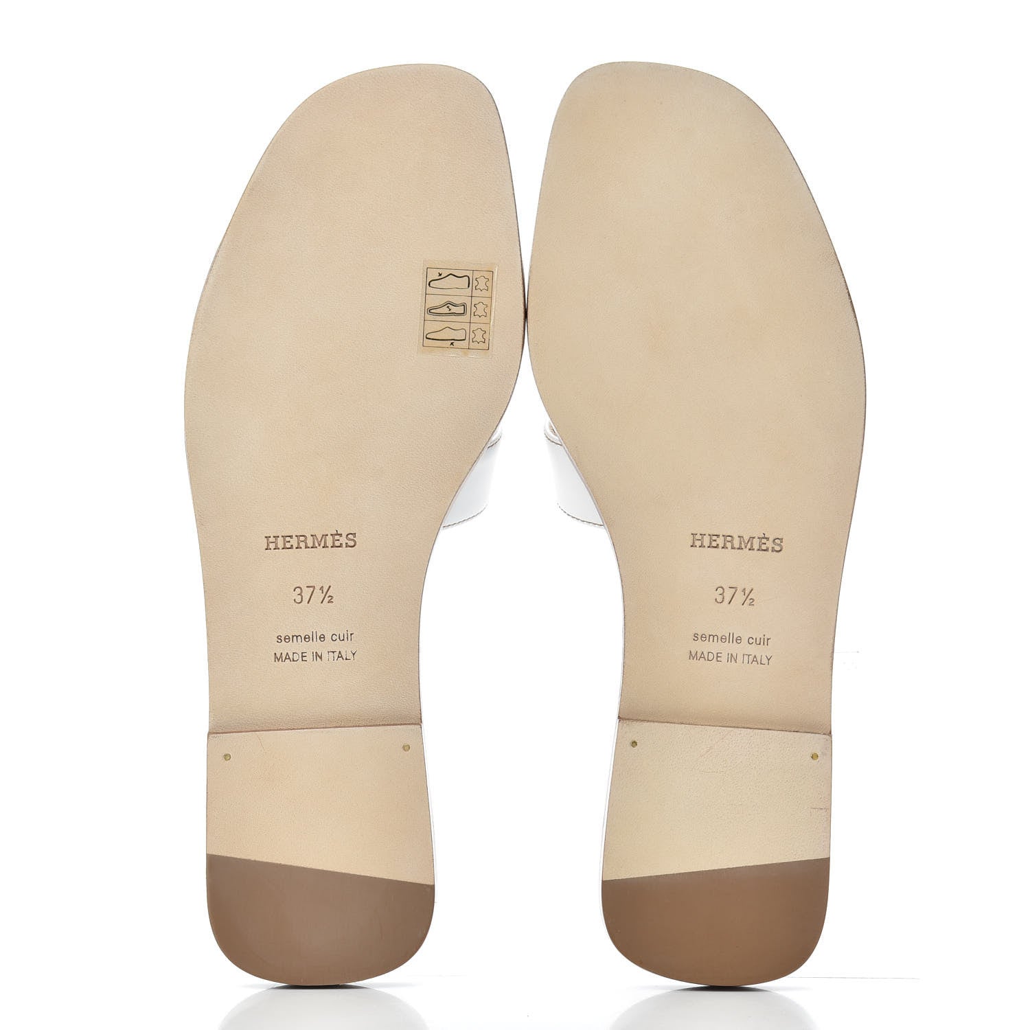 Hermes Box Calfskin Oran Sandals 37.5 White 5 of 9