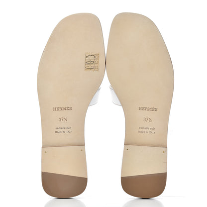 Hermes Box Calfskin Oran Sandals 37.5 White 5 of 9