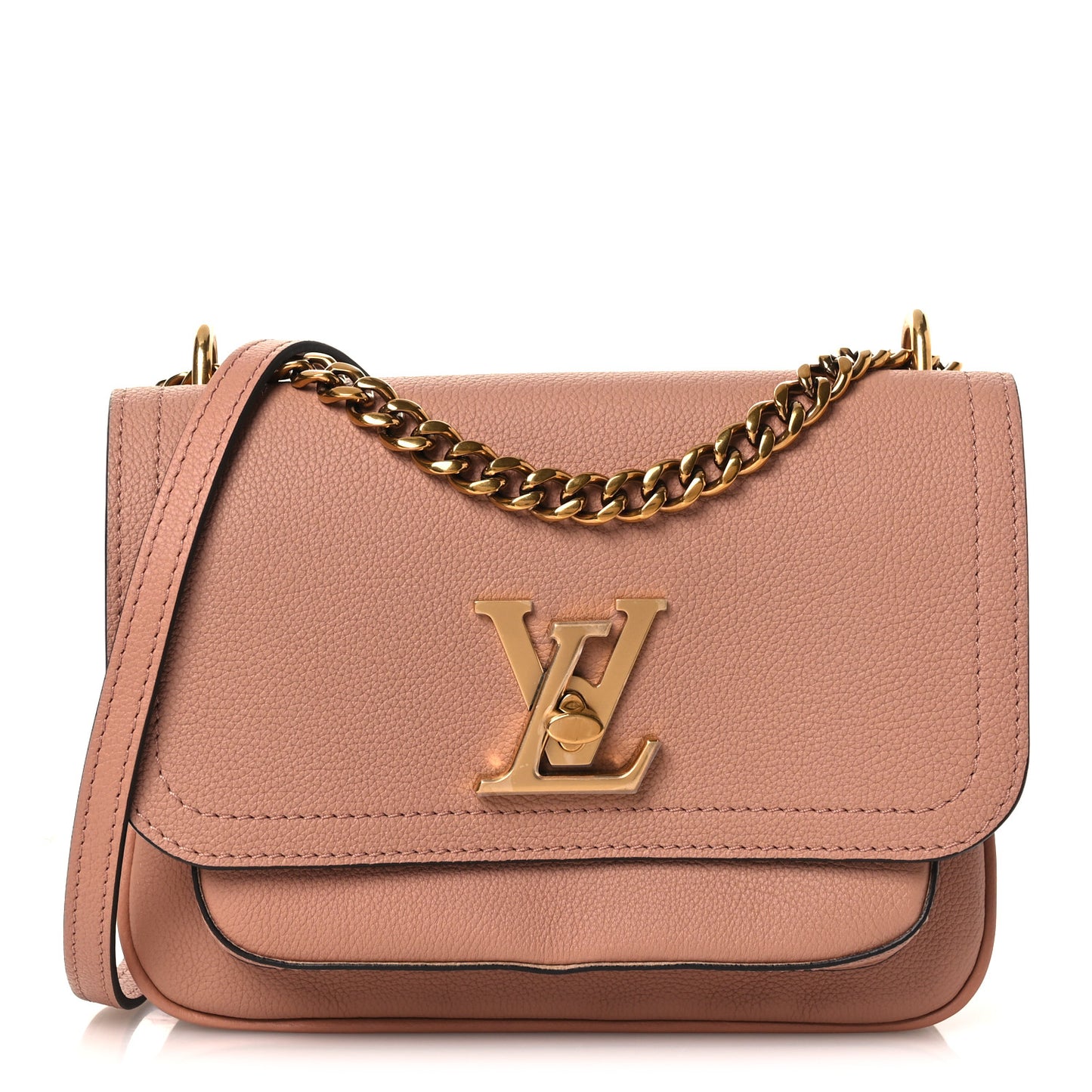 Grained Calfskin Lockme Chain Bag PM Rose Silk