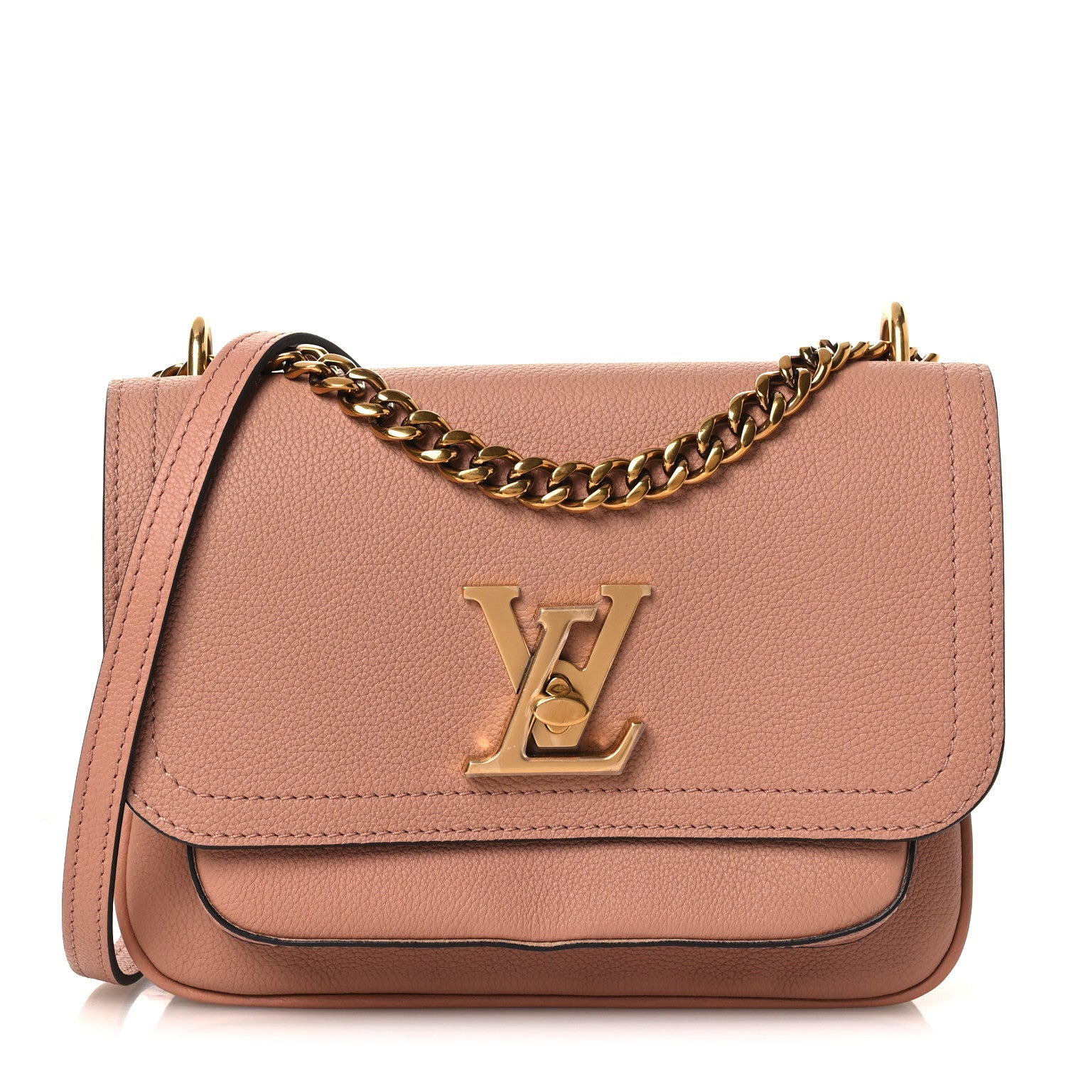 Louis Vuitton Grained Calfskin Lockme Chain Bag PM Rose Silk 2 of 30