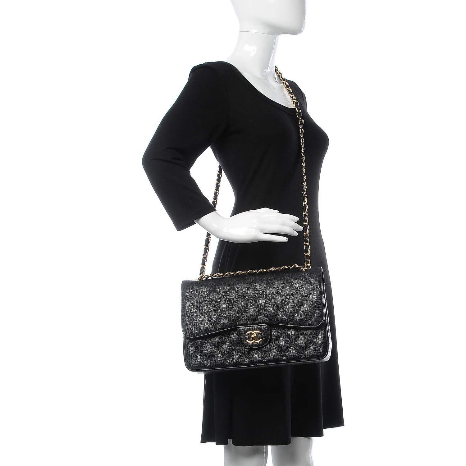 Chanel Caviar Quilted Jumbo Double Flap Black 2 of 9