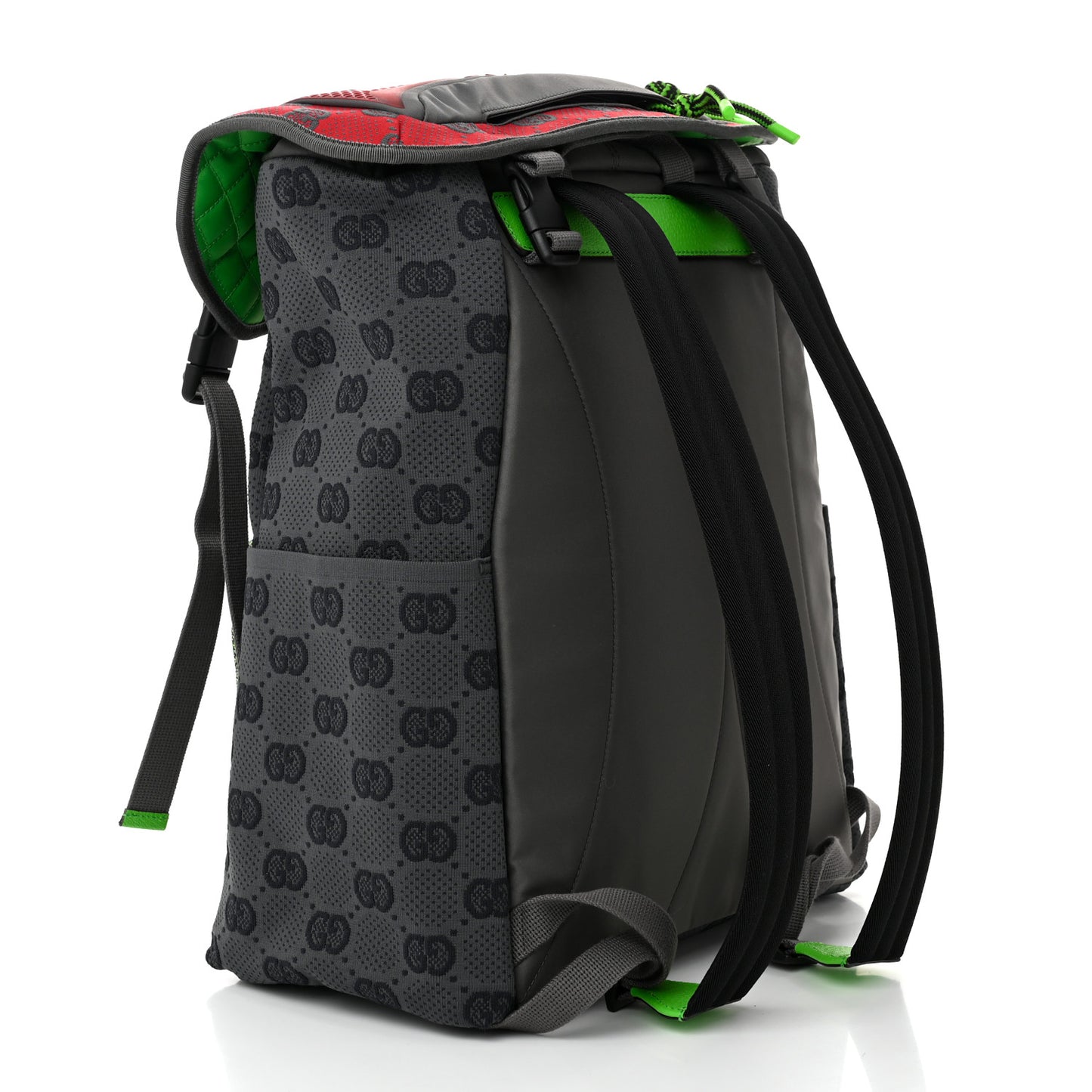 Jersey GG Monogram All Over Pan Sport Double Buckle Backpack Grey Green Multicolor