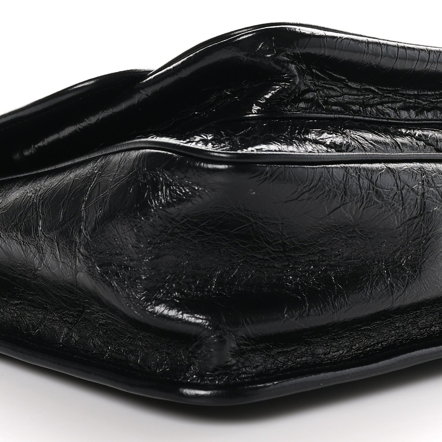 Crinkled Calfskin Matelasse Monogram Medium Niki Chain Satchel Black