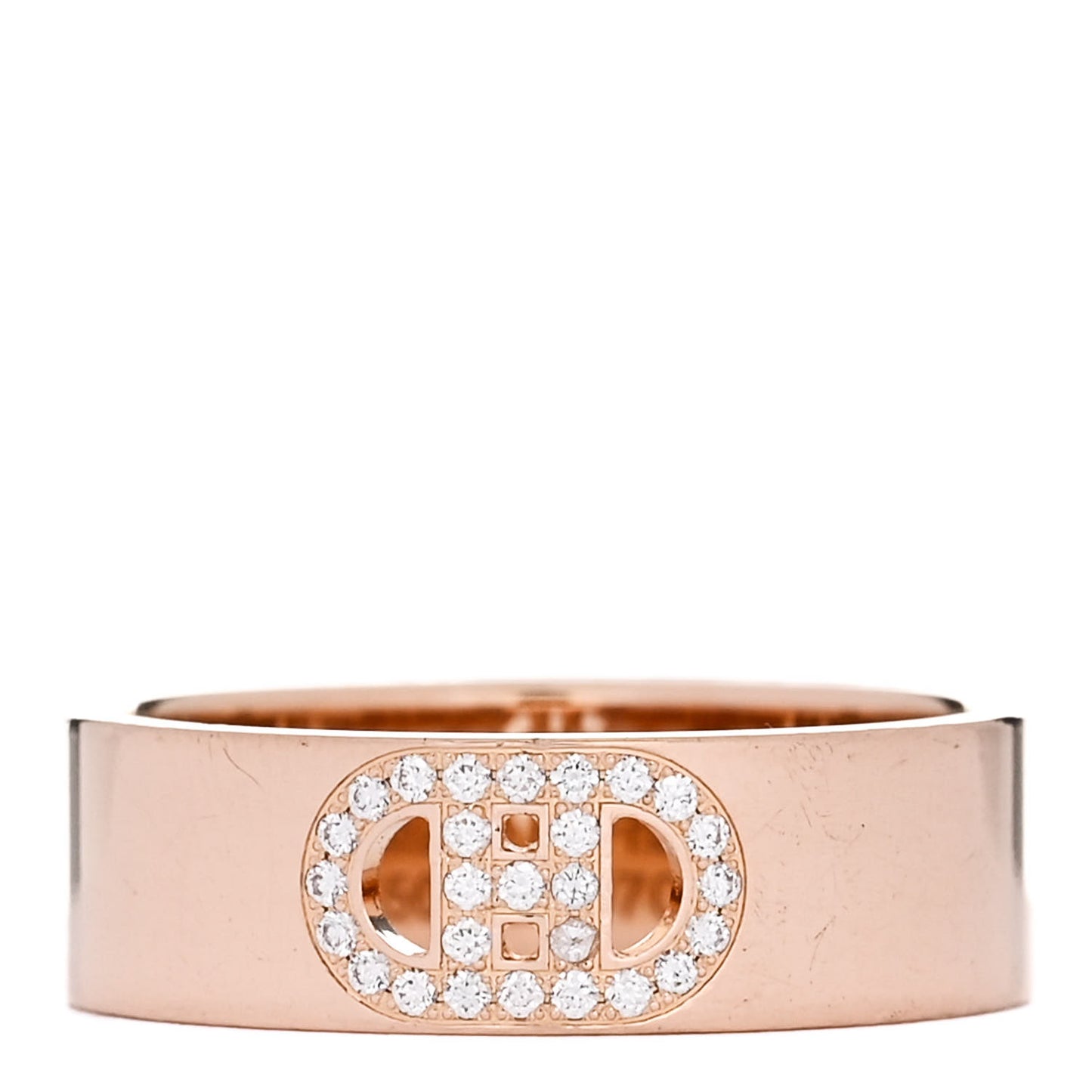 18K Rose Gold Diamond PM H D'Ancre Ring 50 5.25