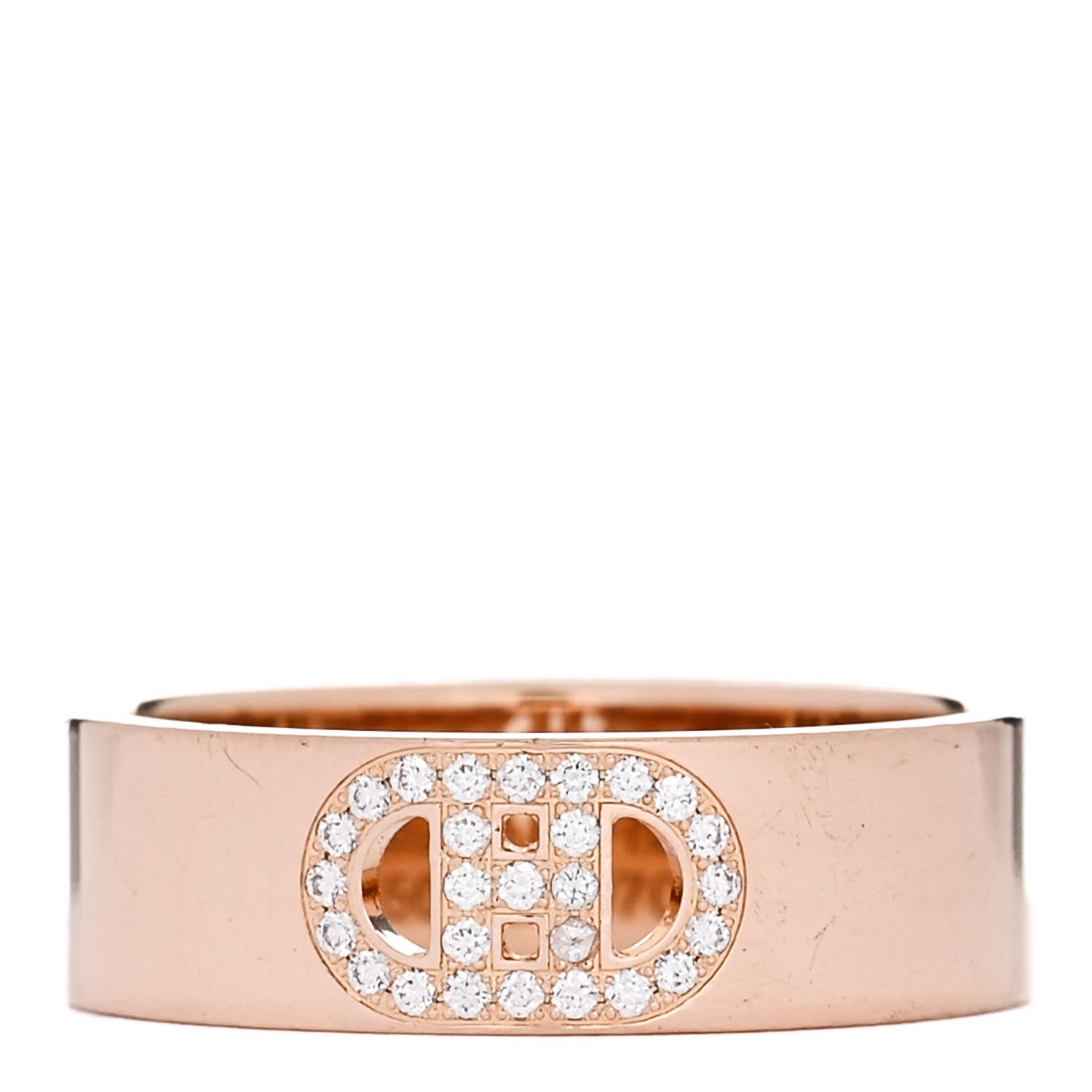 Hermes 18K Rose Gold Diamond PM H D'Ancre Ring 50 5.25 1 of 6