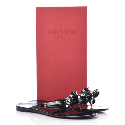 Valentino Garavani PVC Jelly Rockstud Bow Thong Sandals 39 Black 8 of 8
