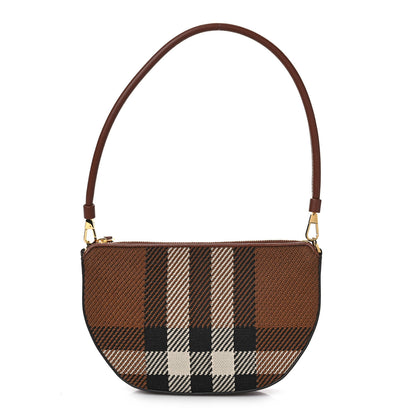 Burberry Canvas Calfskin Check Knitted Small Olympia Birch Brown 1 of 8