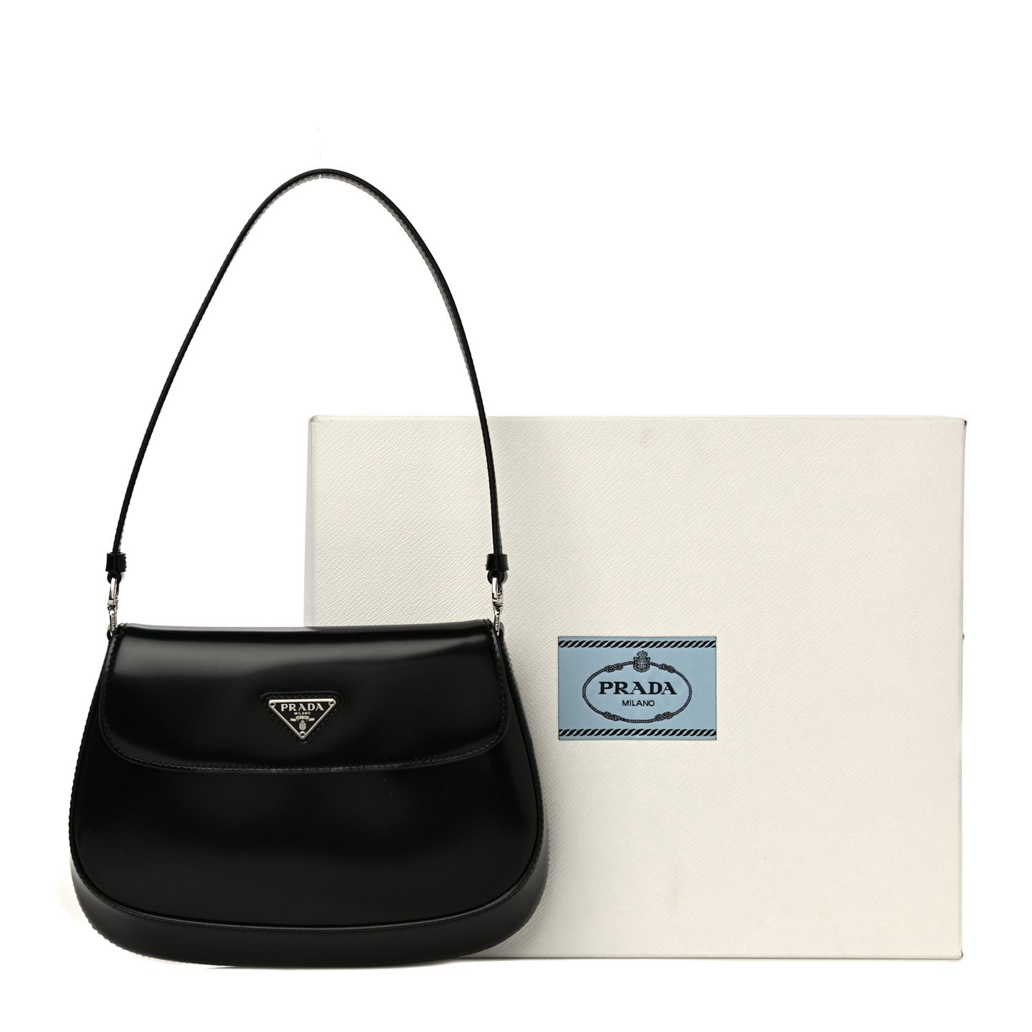 Spazzolato Cleo Flap Shoulder Bag Black