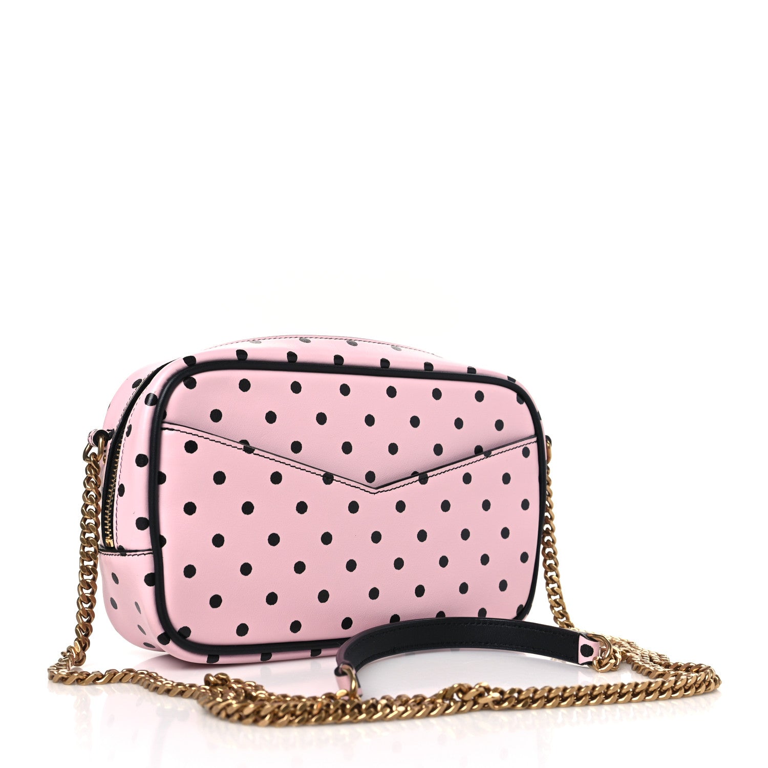 Saint Laurent Calfskin Printed Polka Dot Mini Lou Camera Bag Pink Black 3 of 10