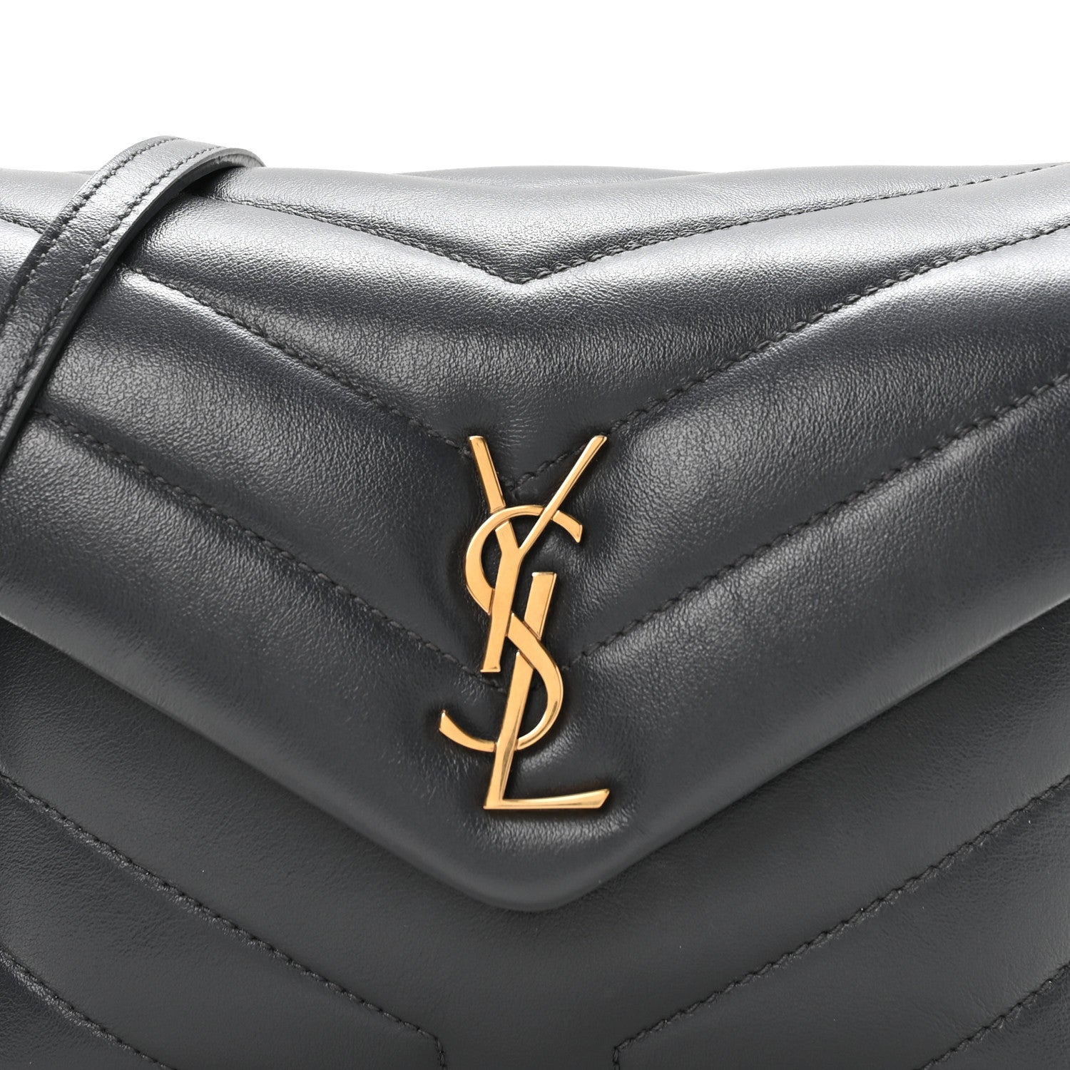 Saint Laurent Calfskin Y Quilted Monogram Toy Loulou Crossbody Bag Storm 7 of 10