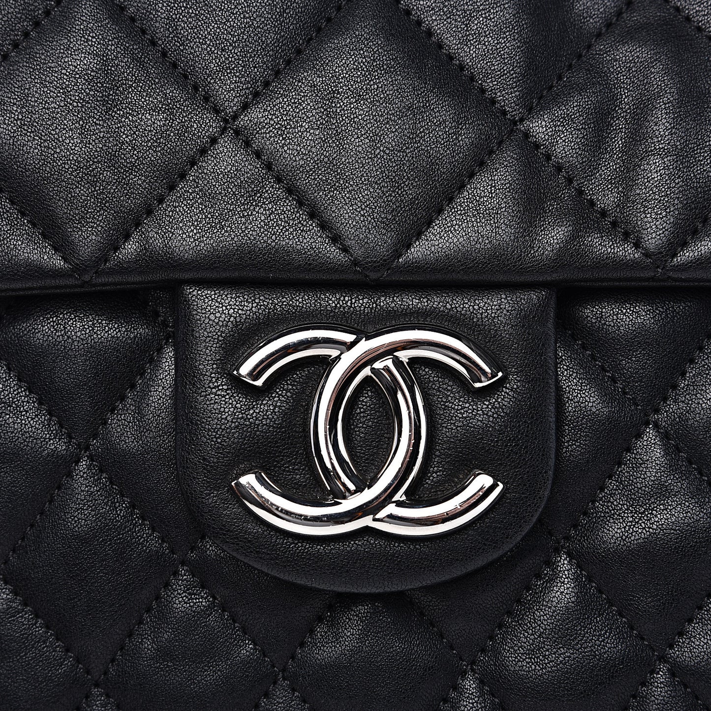 Washed Lambskin Quilted Maxi Chain Around Flap Black