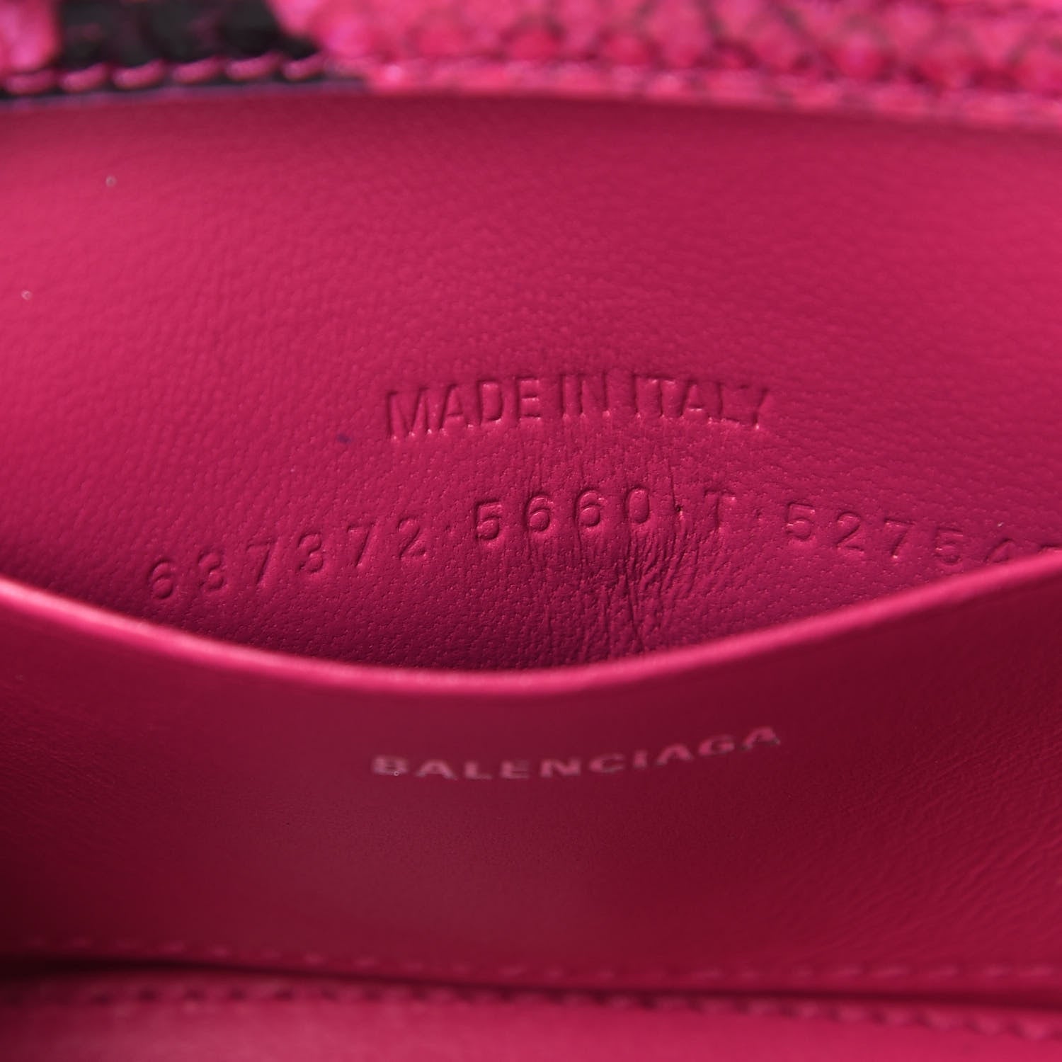 Balenciaga Shiny Calfskin Python Effect Hourglass Top Handle Bag Mini Fuchsia Black 9 of 9
