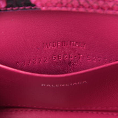 Balenciaga Shiny Calfskin Python Effect Hourglass Top Handle Bag Mini Fuchsia Black 9 of 9