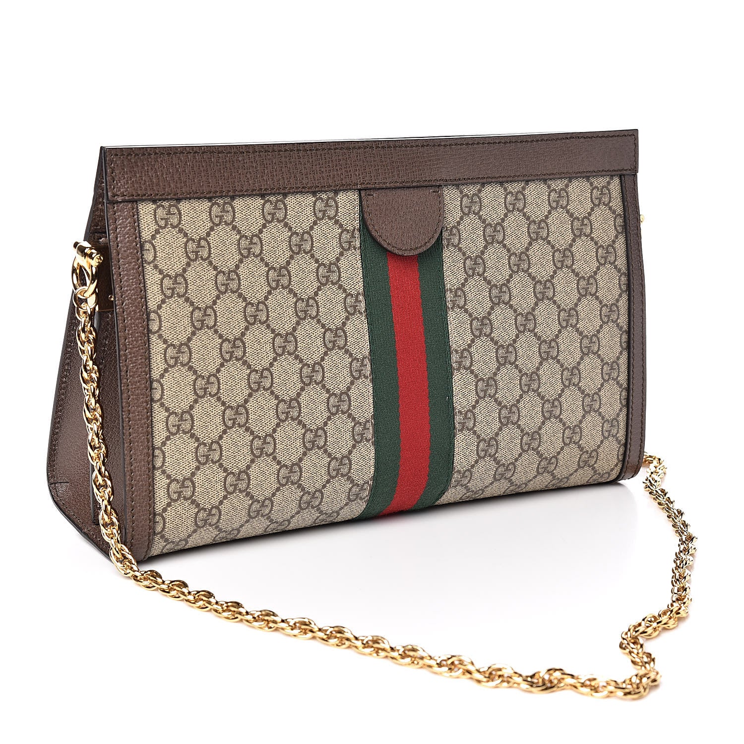 Gucci GG Supreme Monogram Web Medium Ophidia Chain Shoulder Bag Brown 3 of 11