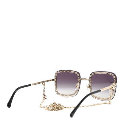 Chanel Chain Square Sunglasses 4244 Black Gold 4 of 7