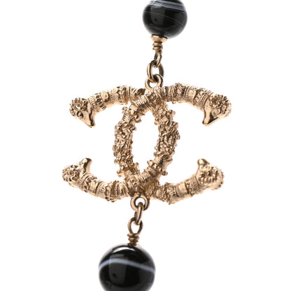 Chanel Beaded CC Long Necklace Gold Black 4 of 5