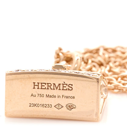 Hermes 18K Rose Gold Diamond Kelly Amulettes Pendant Necklace 5 of 6