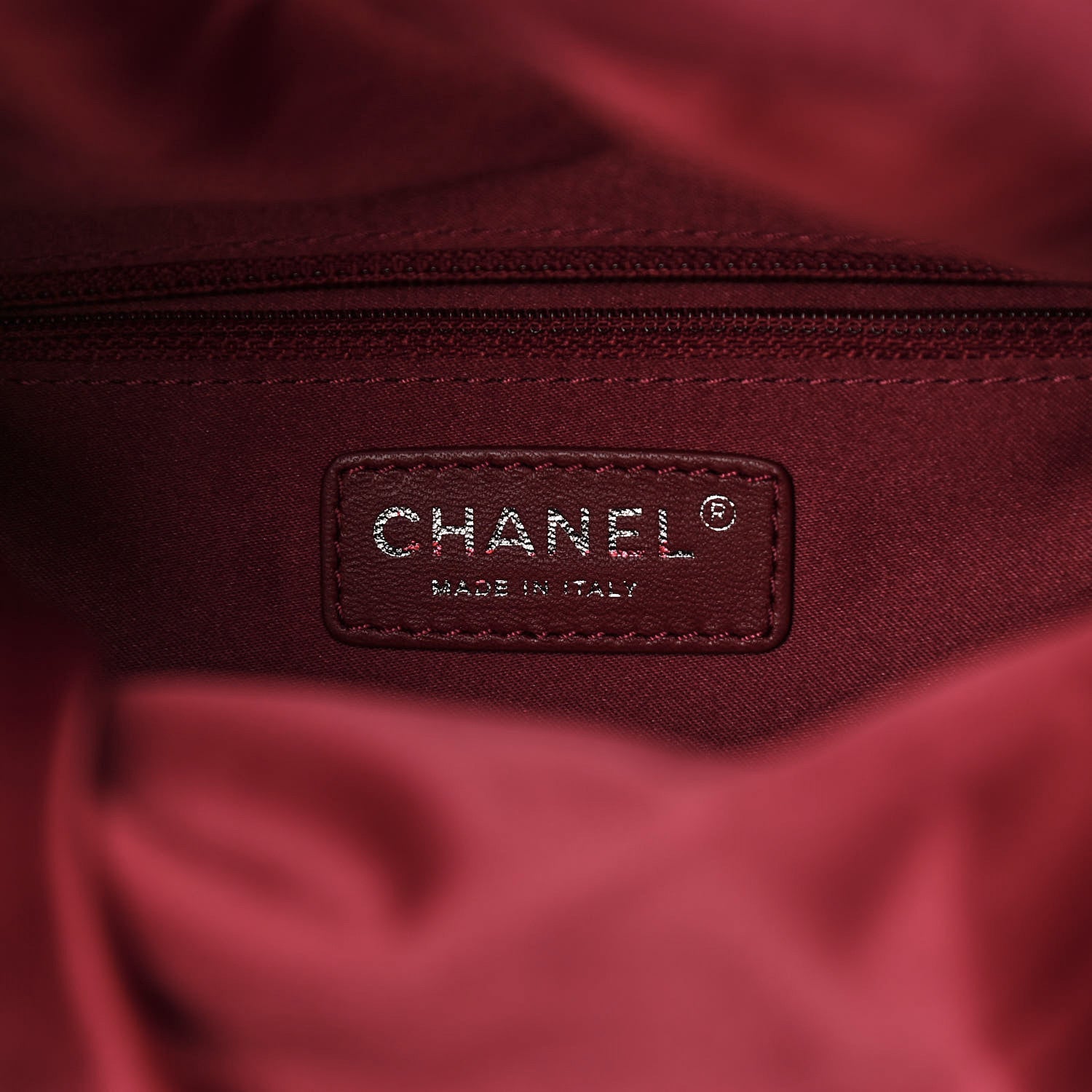 Chanel Lambskin Medium Grocery By Chanel Drawstring Shopping Bag Dark Pink 6 of 10
