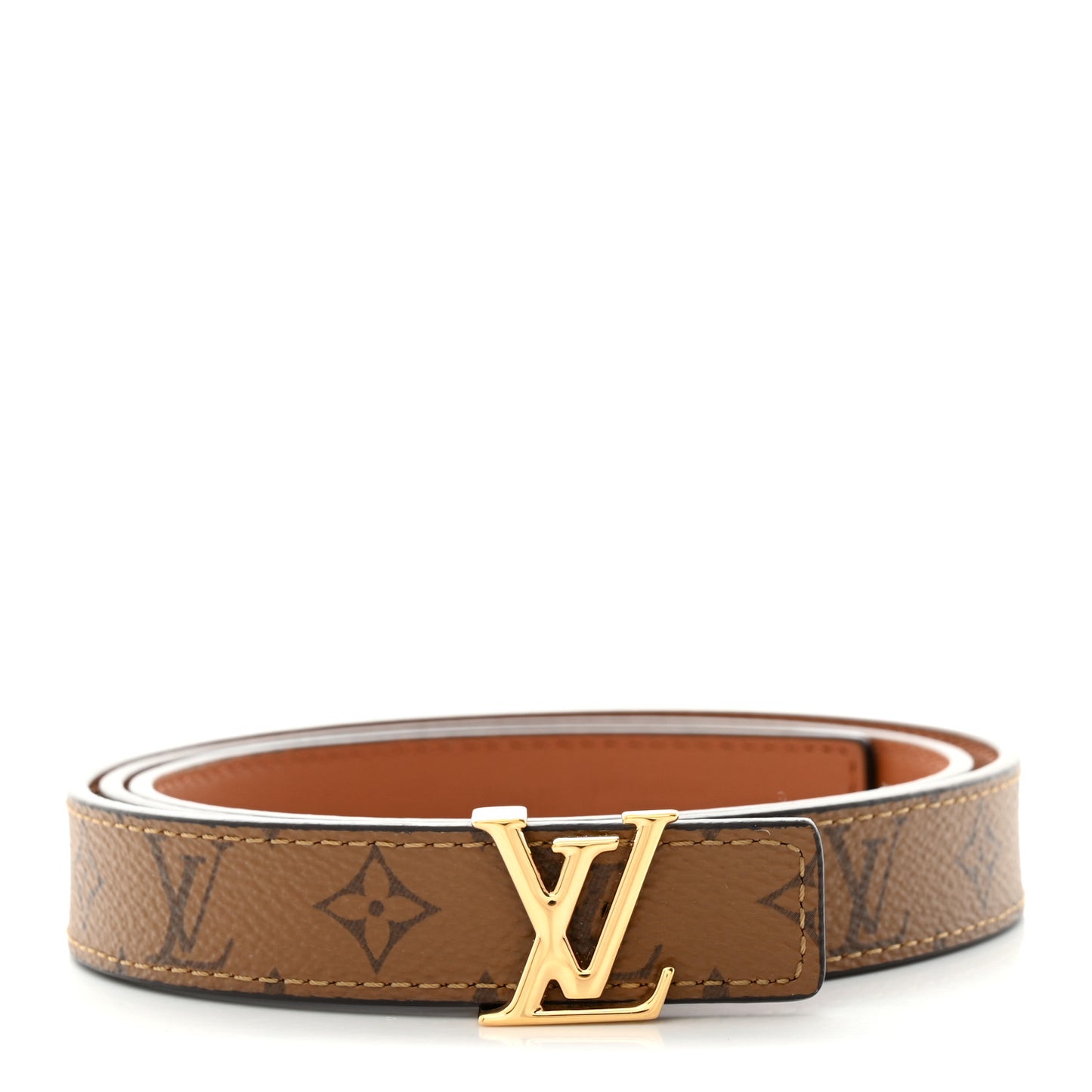 Calfskin Reverse Monogram 20mm LV Iconic Reversible Belt 80 32 Tan Brown