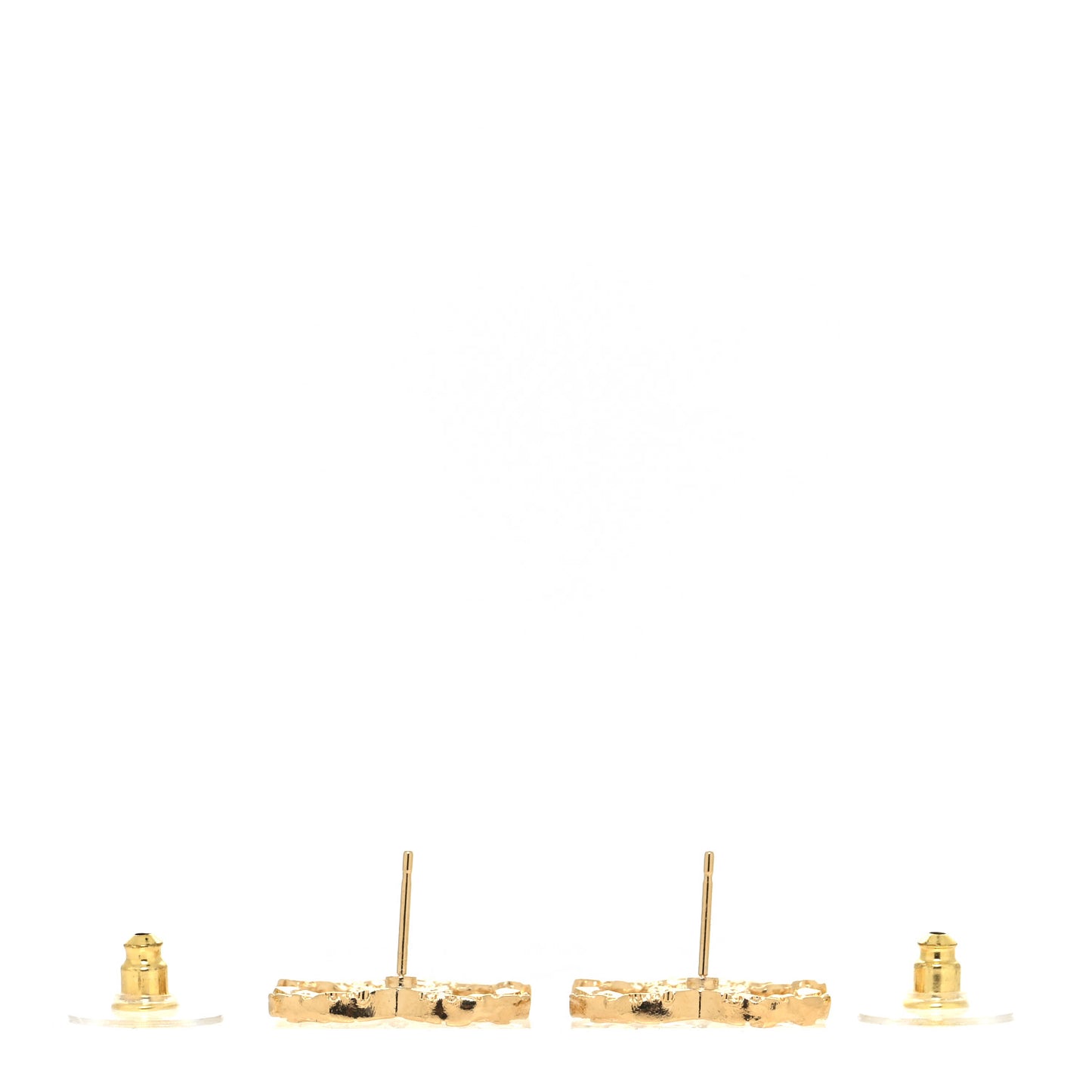 Metal Textured CC Earrings Gold