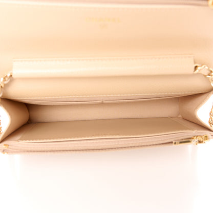 Chanel Caviar Quilted Wallet on Chain WOC Beige 5 of 11