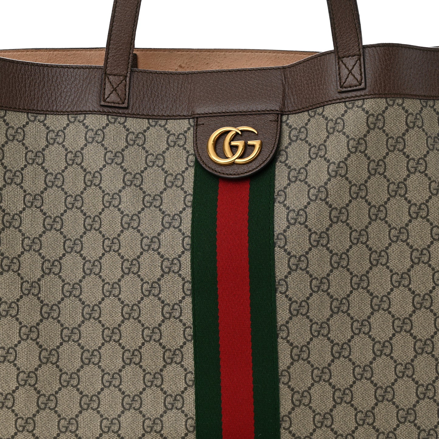 GG Supreme Monogram Web Ophidia Tote Brown