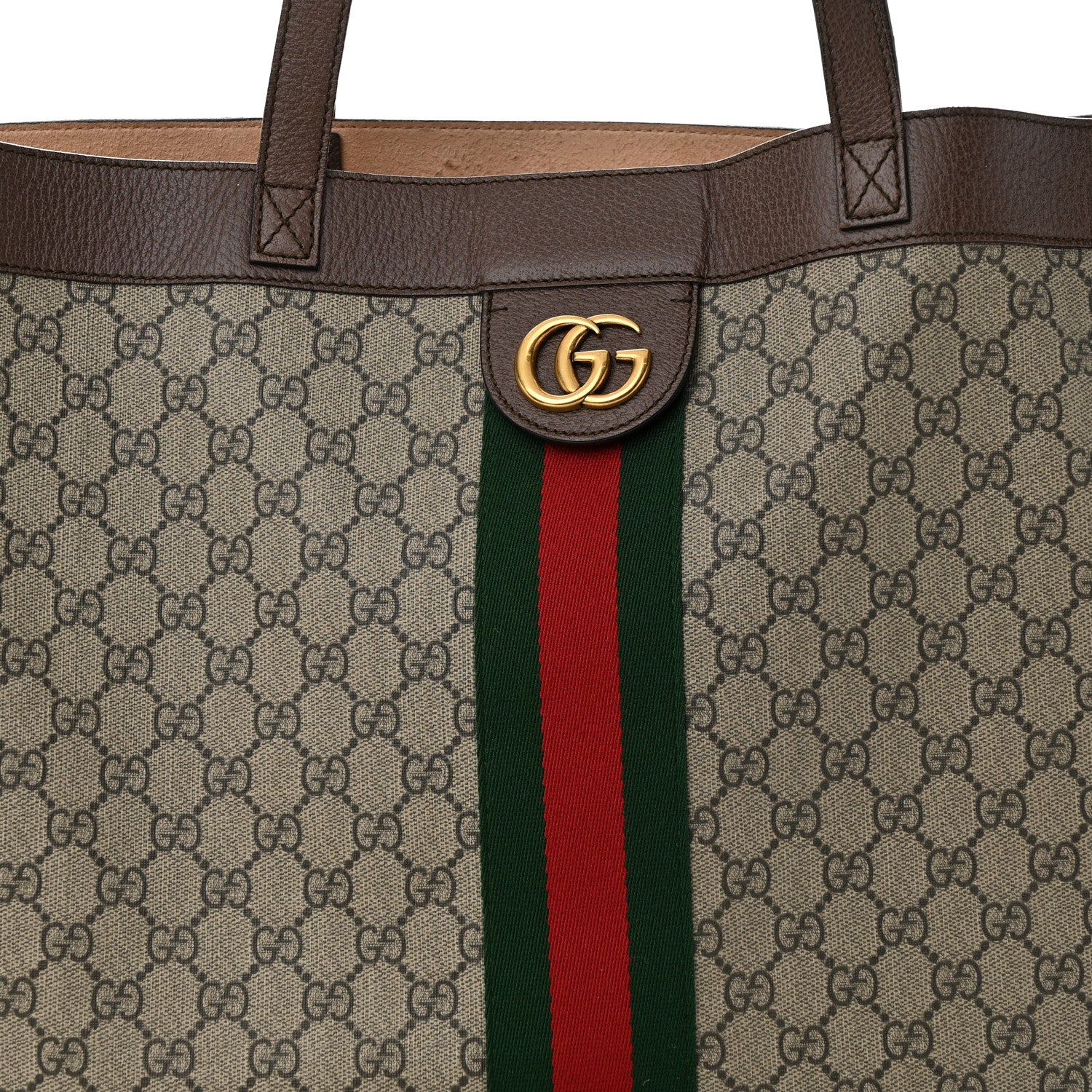 Gucci GG Supreme Monogram Web Ophidia Tote Brown 9 of 18