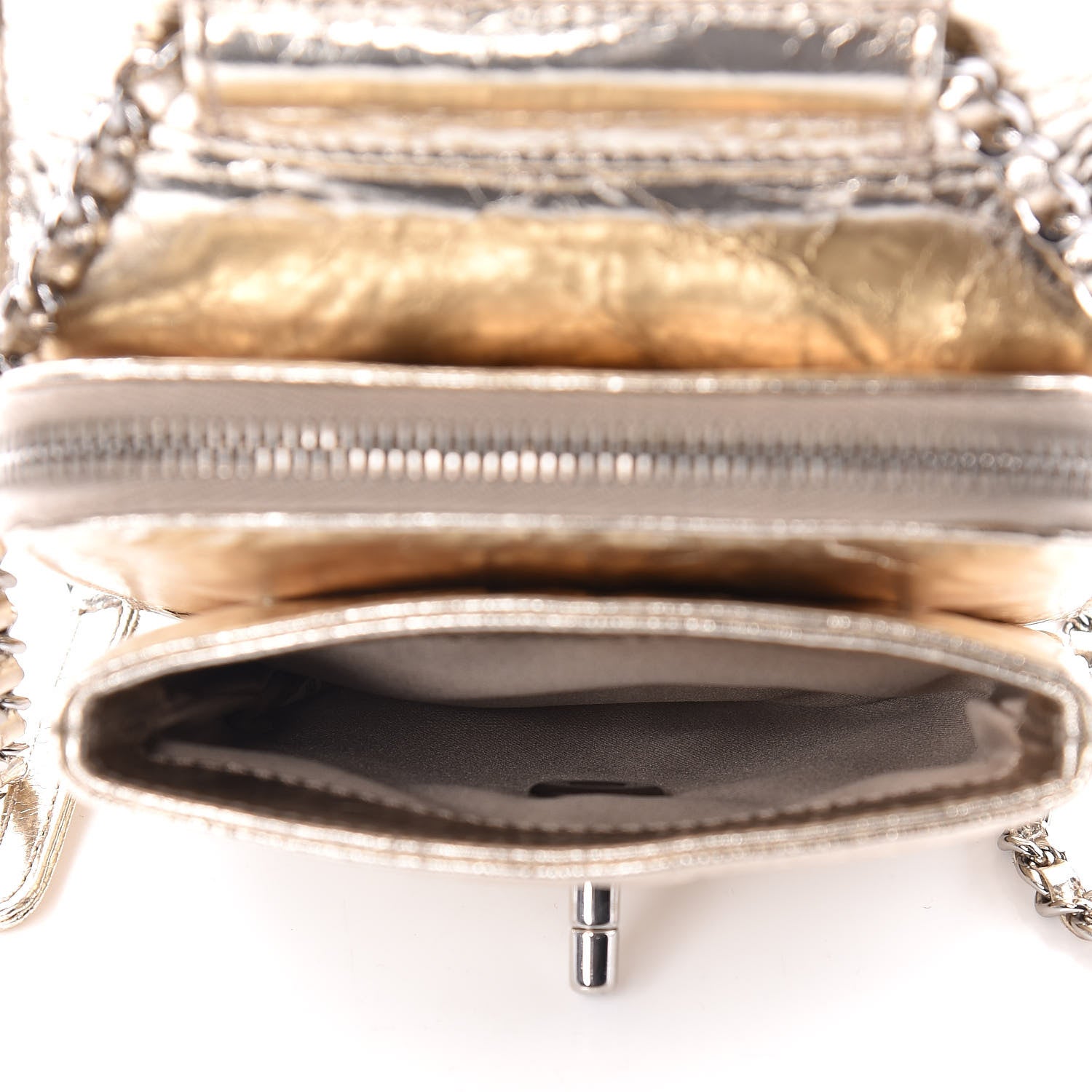 Chanel Crackled Aged Calfskin Mini Crossbody Flap Gold 7 of 10