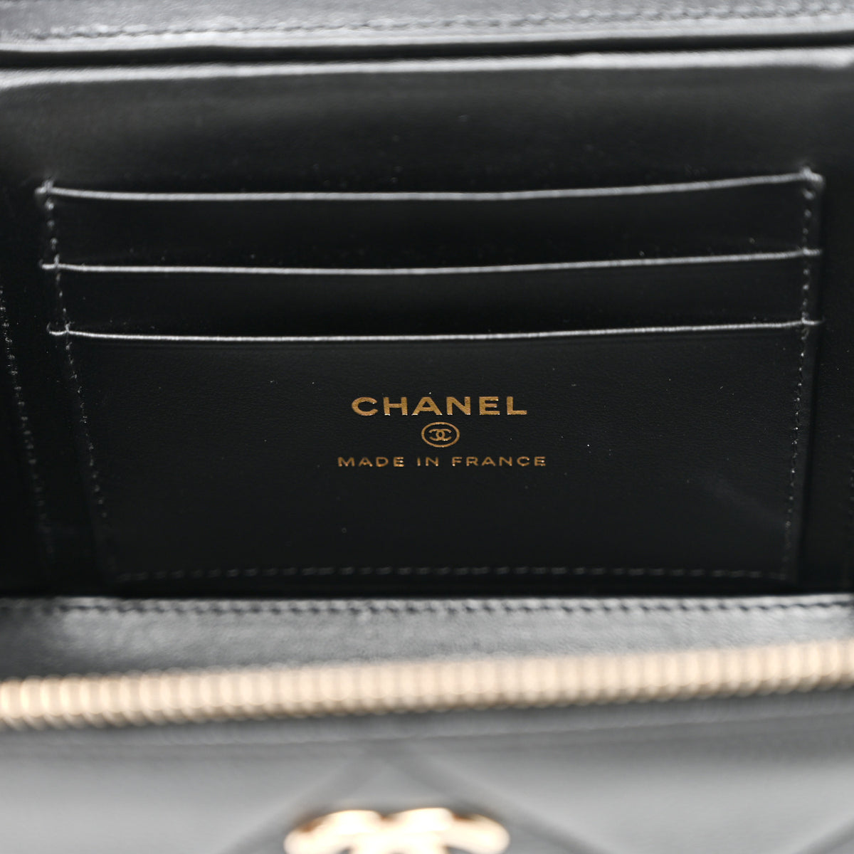 Caviar Quilted Top Handle Long Vanity Black