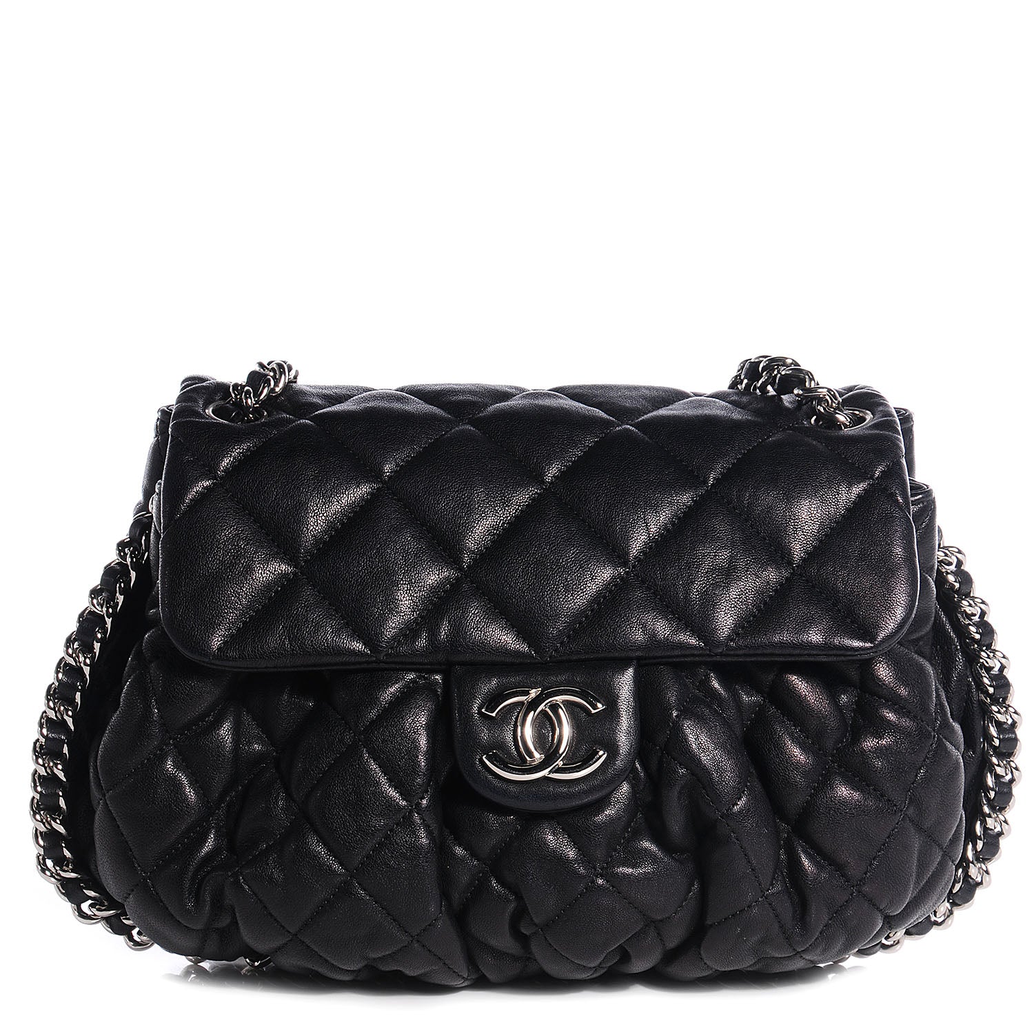 Chanel Washed Lambskin Chain Around Medium Messenger Black 1 of 8