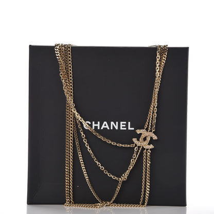 Chanel Crystal CC Multi Strand Chain Necklace Gold 6 of 6