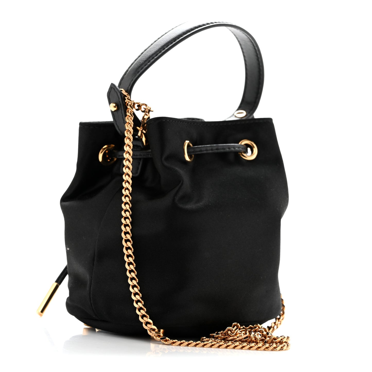Satin Medusa Mini Bucket Bag Black