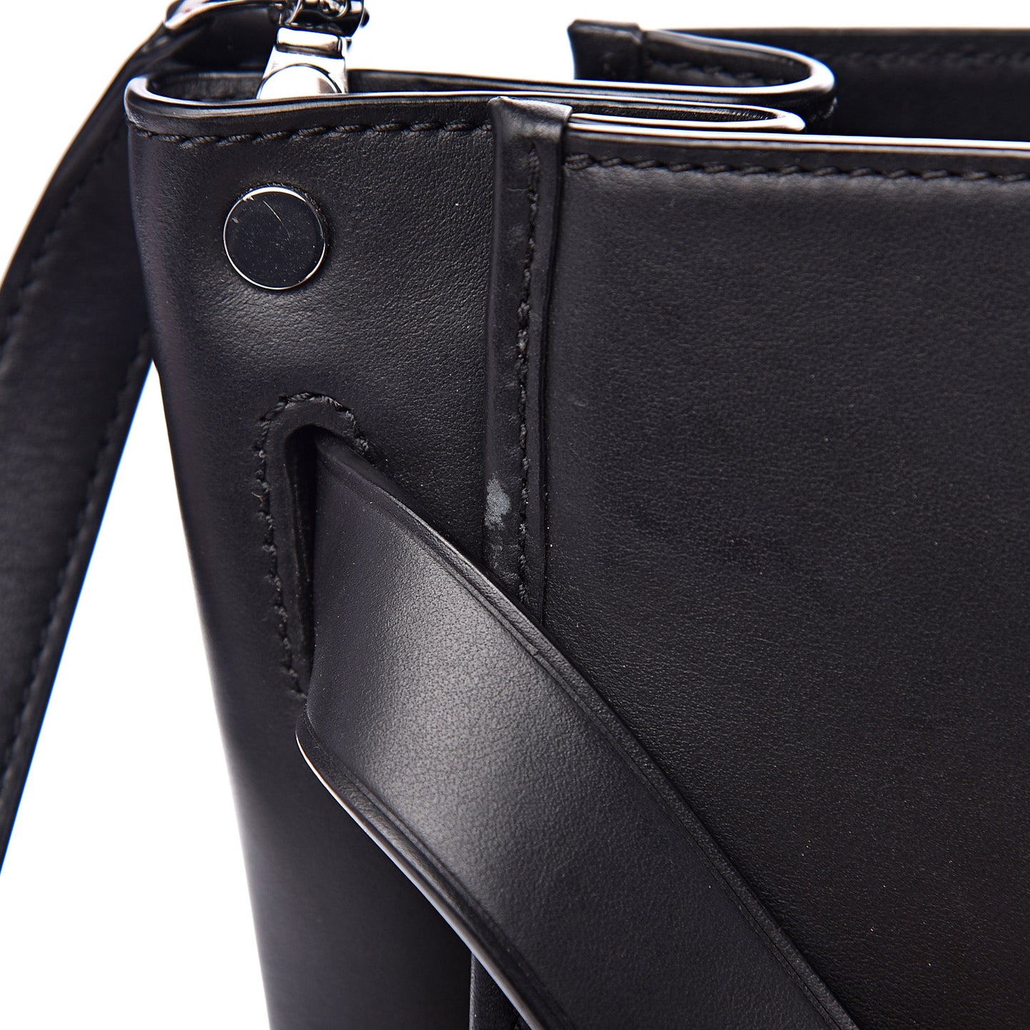 Smooth Calfskin Attica Chain Satchel Black