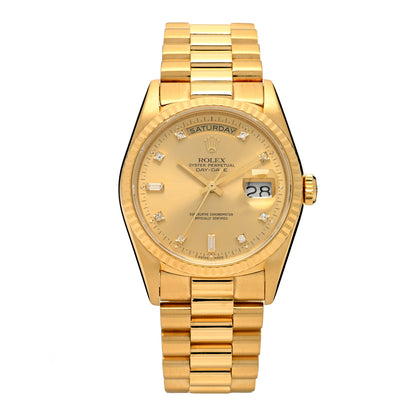 Rolex 18K Yellow Gold Diamond 36mm Oyster Perpetual Day-Date President Watch Champagne 18238 1 of 5