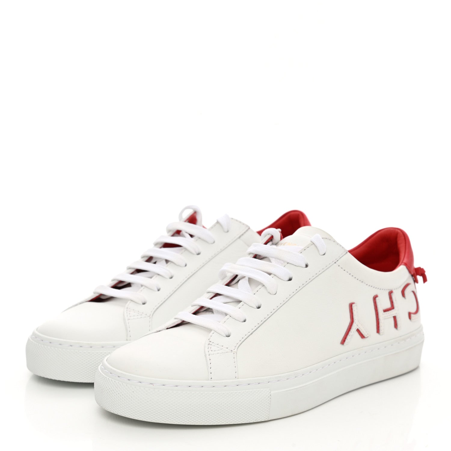 Givenchy Calfskin Reverse Logo Urban Street Sneakers 37.5 White Red 3 of 9