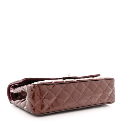 Chanel Striated Patent Quilted Medium Double Flap Burgundy 4 of 16