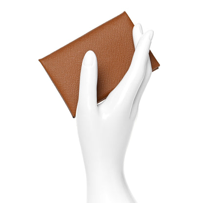 Hermes Epsom Calvi Card Case Gold 2 of 10