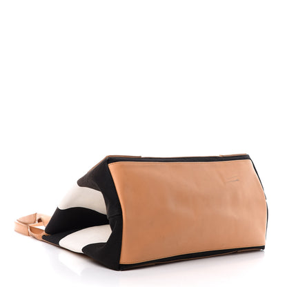 Balenciaga Calfskin Canvas M Cabas Tote Navy wHITE 4 of 13