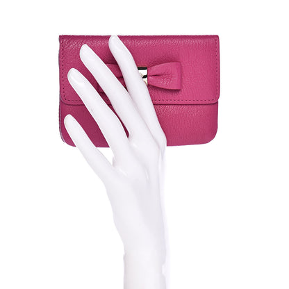 Mulberry Goatskin Bow Coin Purse Pink 2 of 7